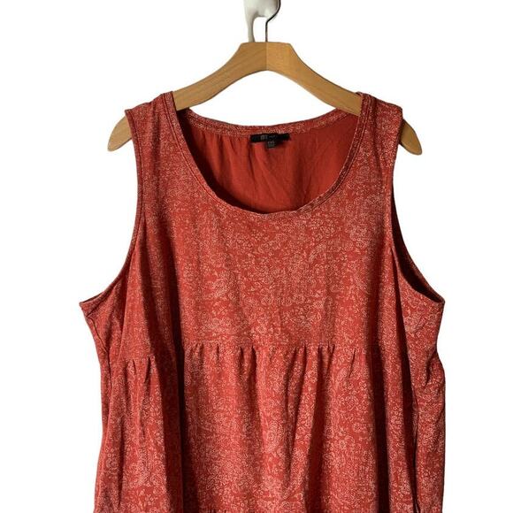 Frye Faded Bandana Red Tiered Cotton Jersey Knit Dress w/ Pockets Plus Size XXL - Picture 3 of 12